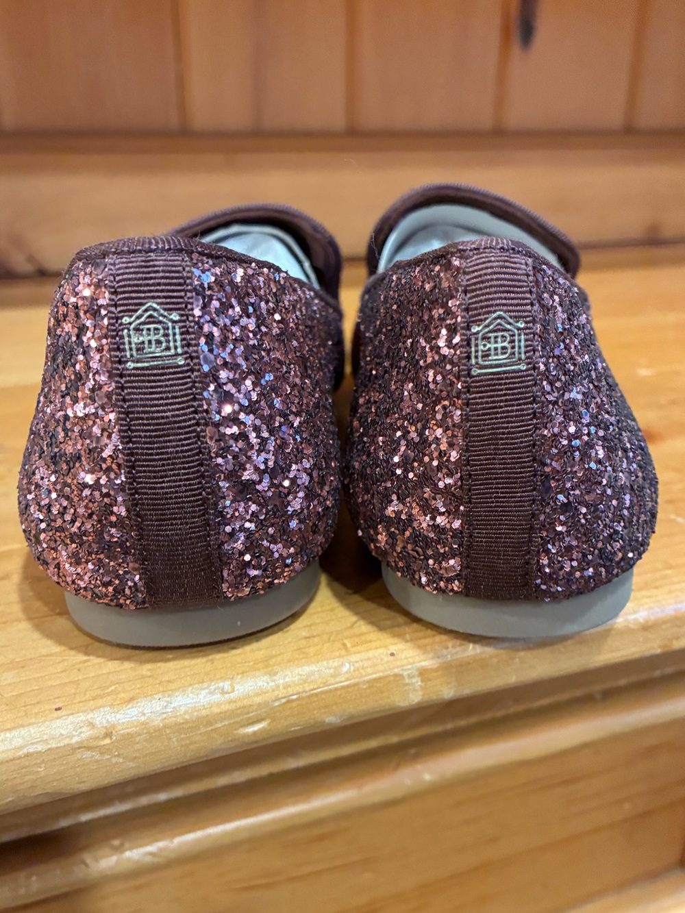 Birdies The Starling Rose Gold Glitter Loafer Flats Size 6 New - Picture 6 of 9